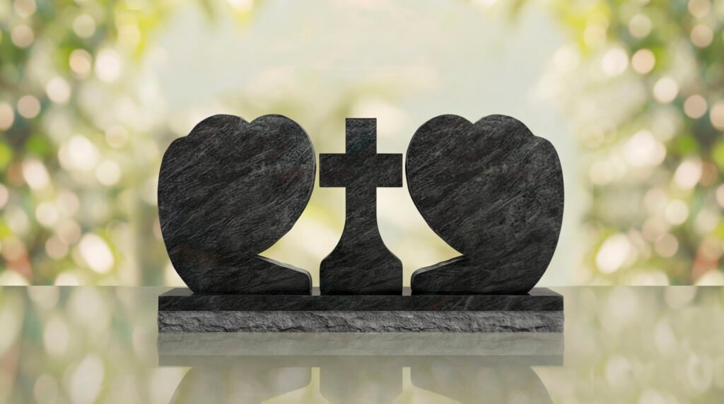 Heart Companion Headstone with Cross