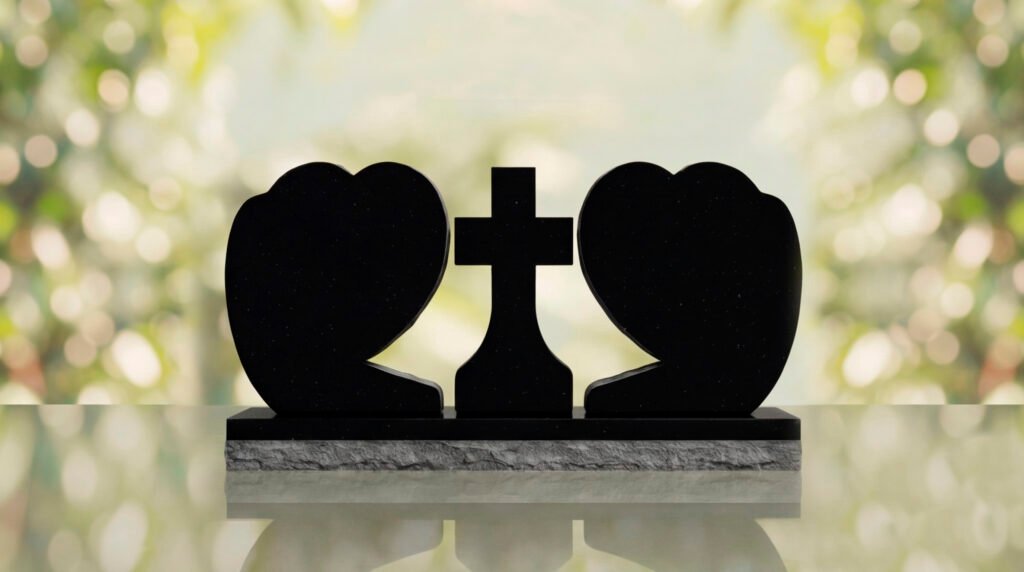 Heart Companion Headstone with Cross