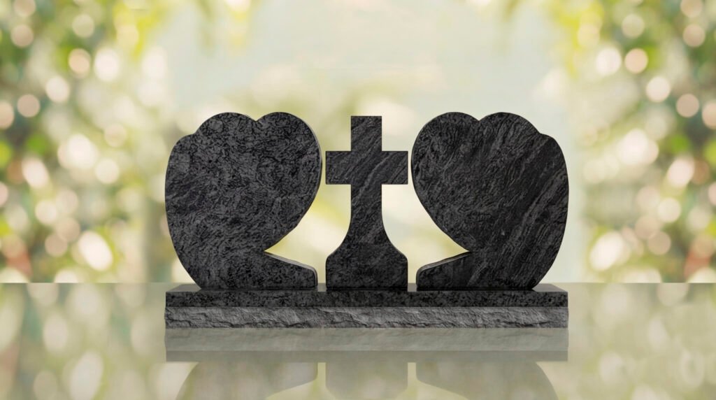 Heart Companion Headstone with Cross