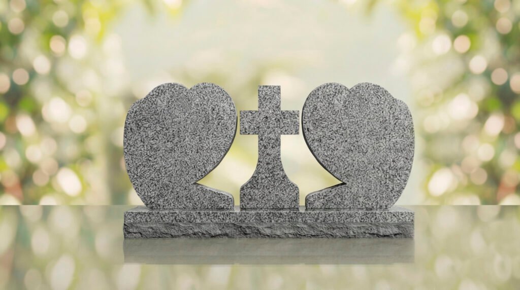 Heart Companion Headstone with Cross