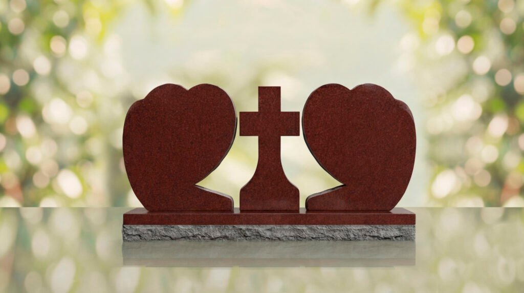 Heart Companion Headstone with Cross