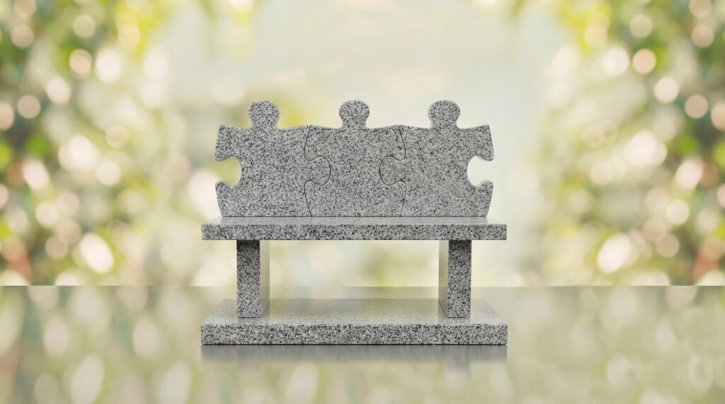 Puzzle Bench Headstone