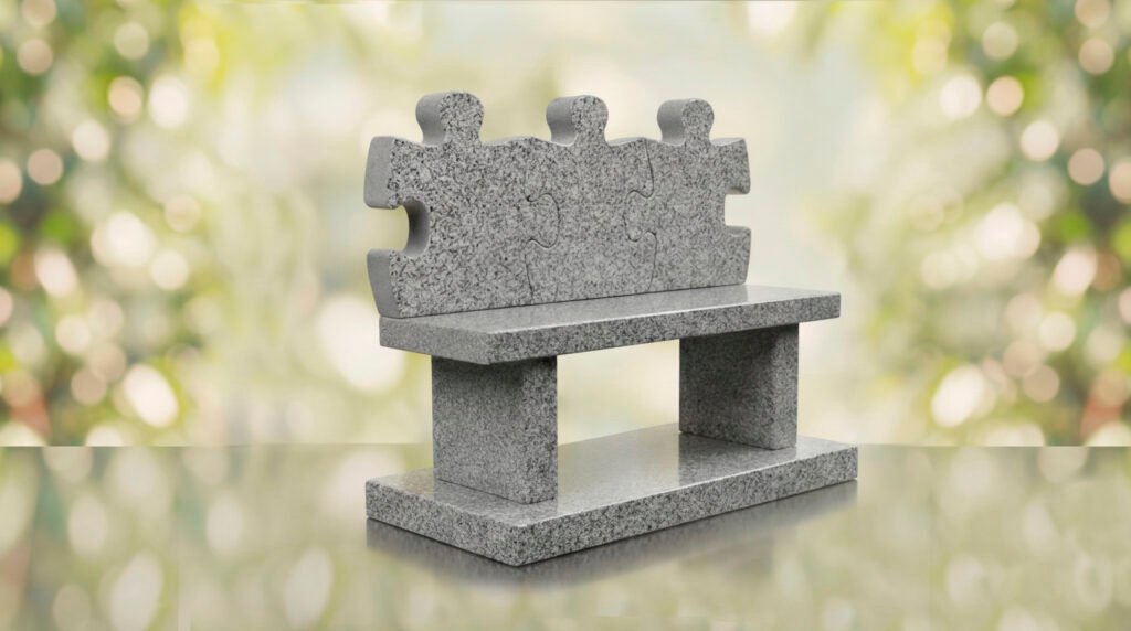Puzzle Bench Headstone