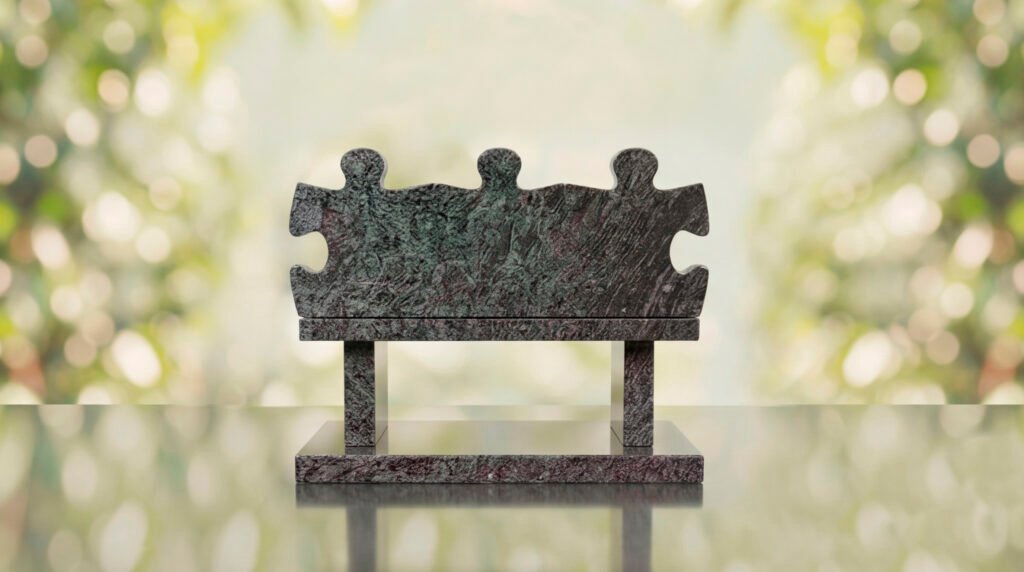 Puzzle Bench Headstone