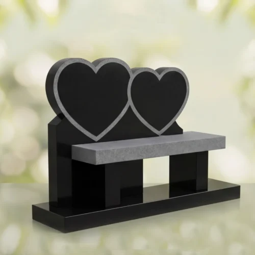 Double Heart Bench Headstone