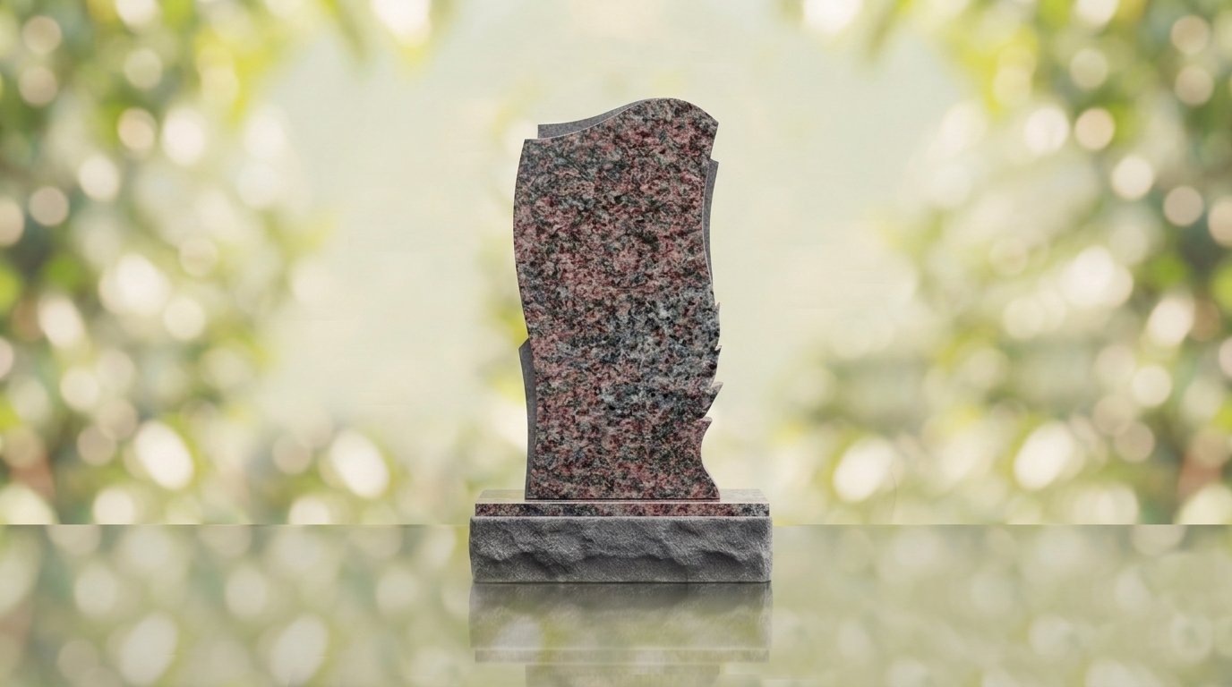 Leaf Carved Upright Headstone – Image 13