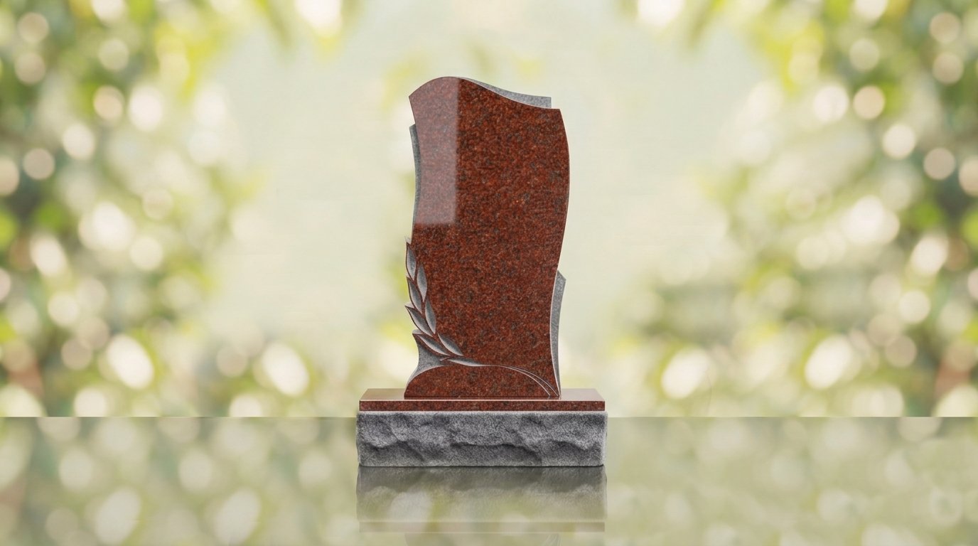 Leaf Carved Upright Headstone – Image 9