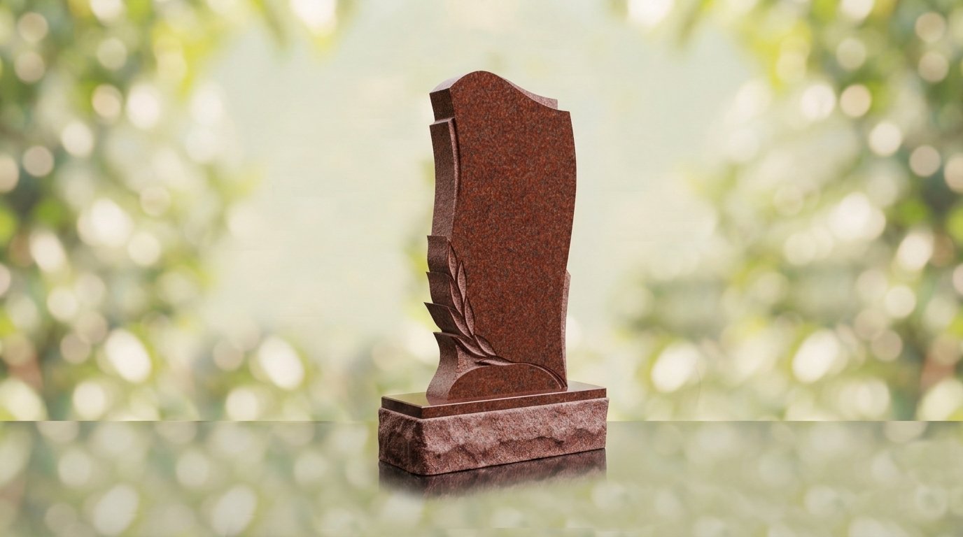 Leaf Carved Upright Headstone – Image 8