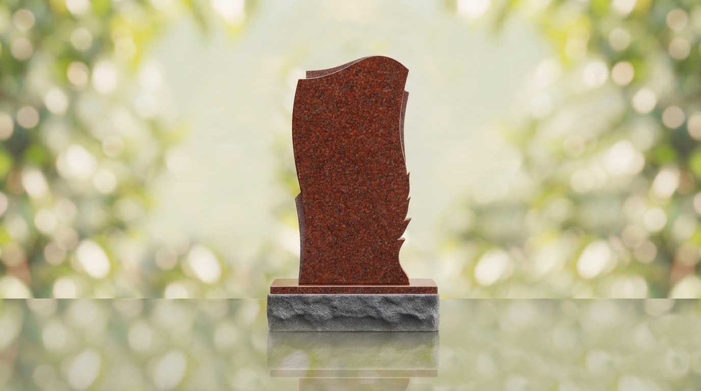 Leaf Carved Upright Headstone – Image 7