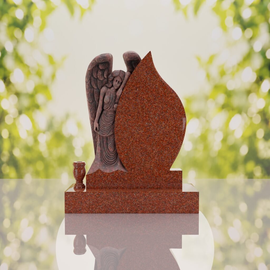 Angel Teardrop Upright Headstone