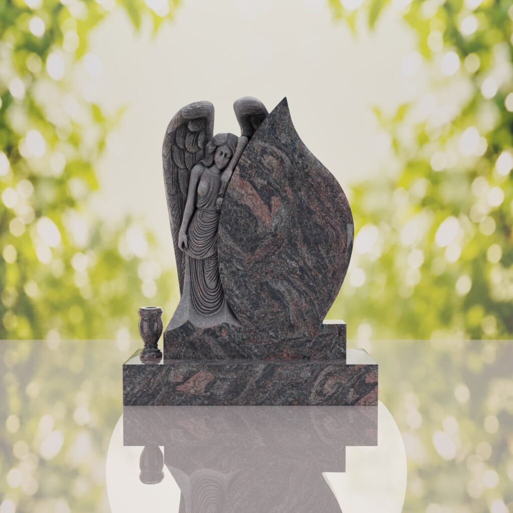 Angel Teardrop Upright Headstone