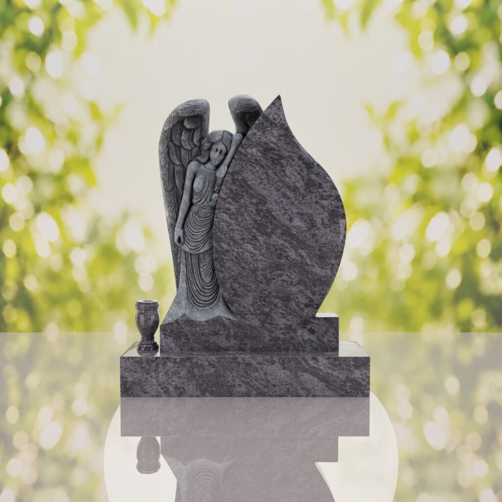 Angel Teardrop Upright Headstone