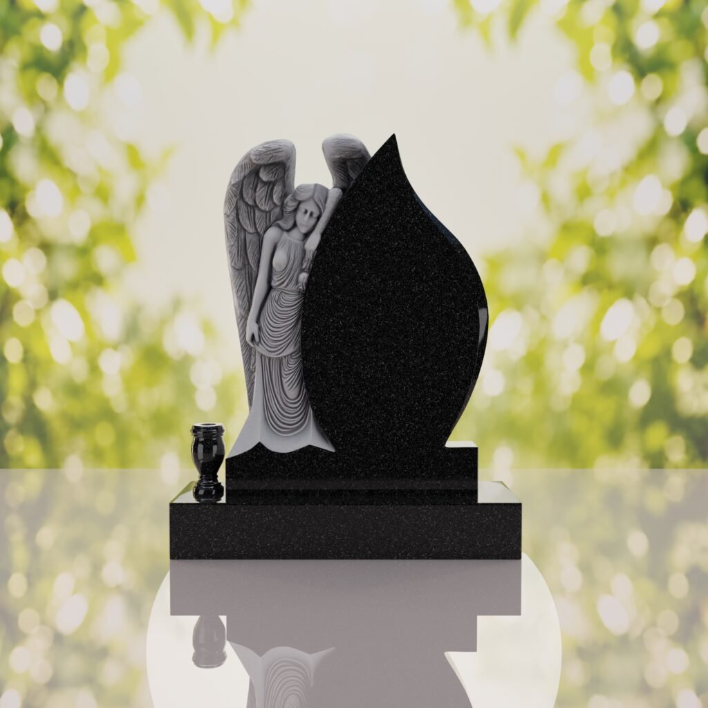 Angel Teardrop Upright Headstone