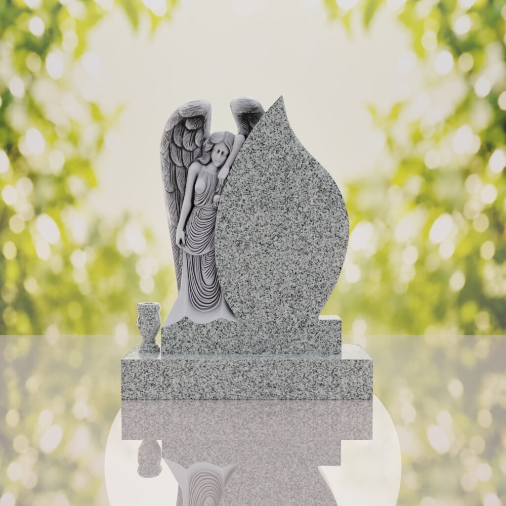 Angel Teardrop Upright Headstone
