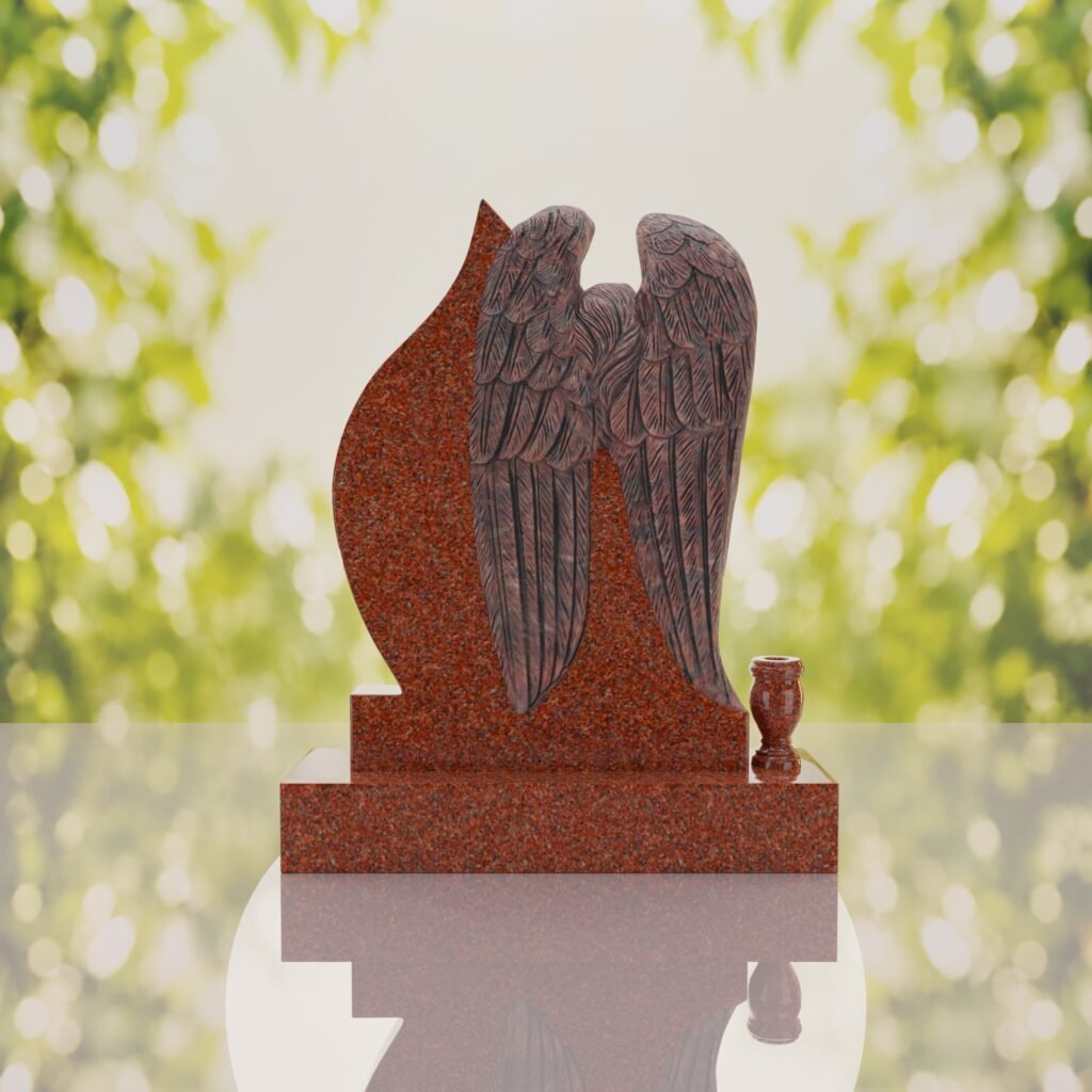 Angel Teardrop Upright Headstone