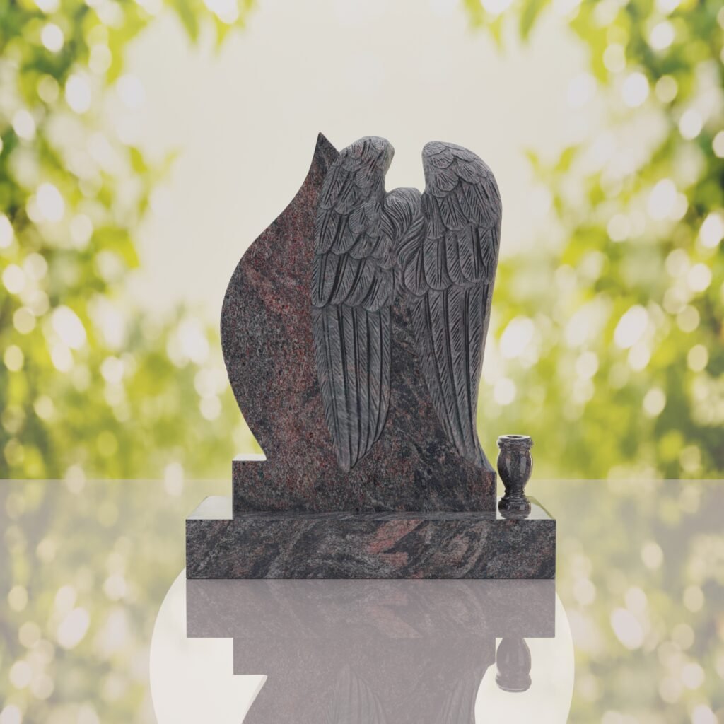 Angel Teardrop Upright Headstone