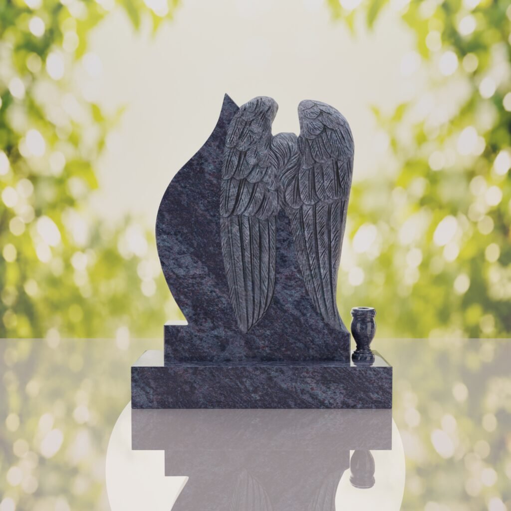Angel Teardrop Upright Headstone