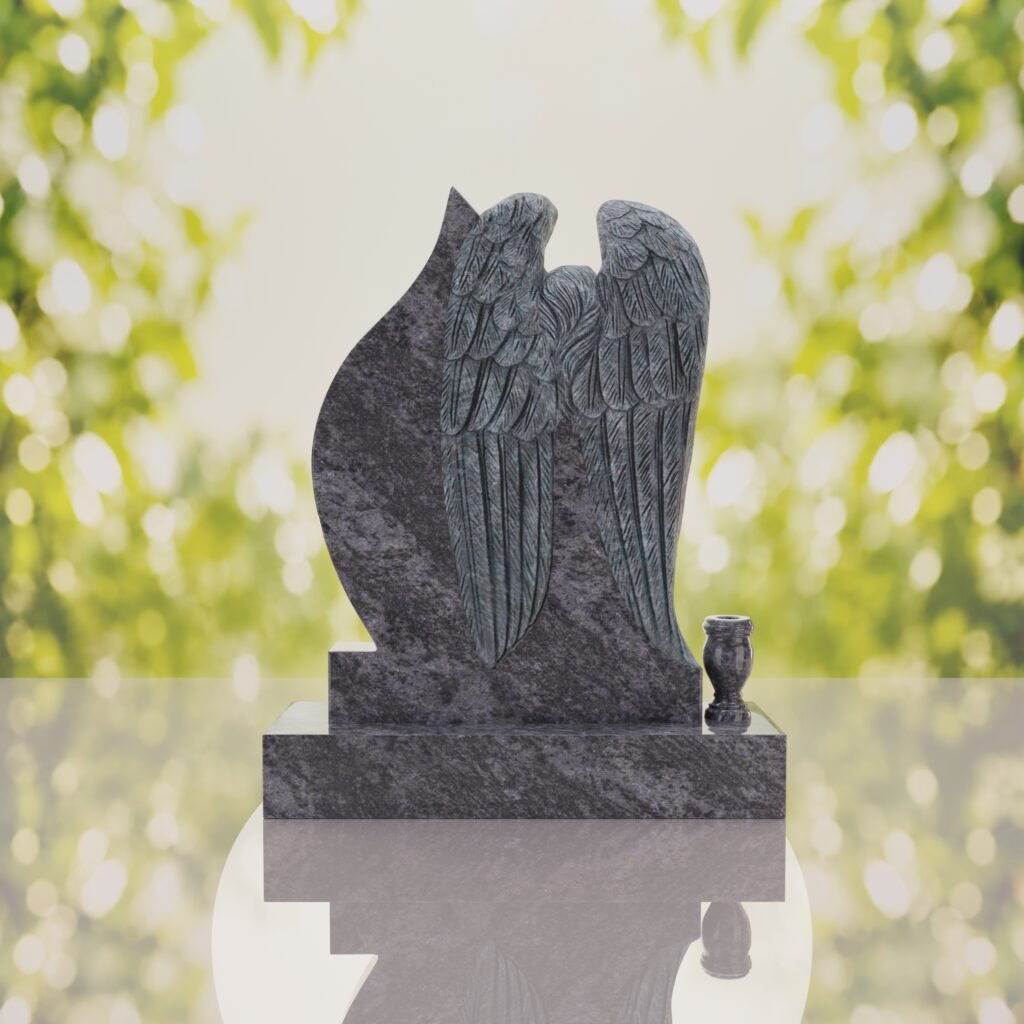 Angel Teardrop Upright Headstone