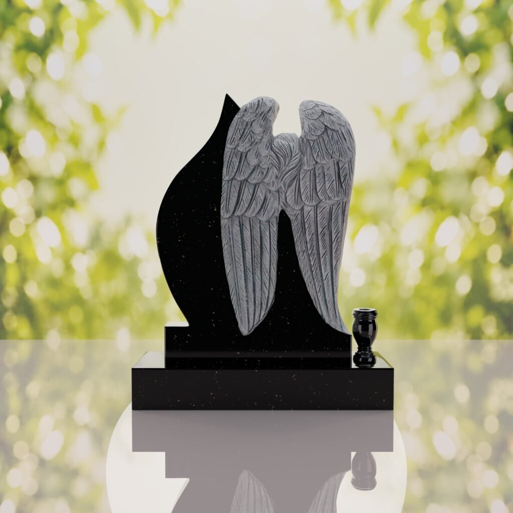 Angel Teardrop Upright Headstone