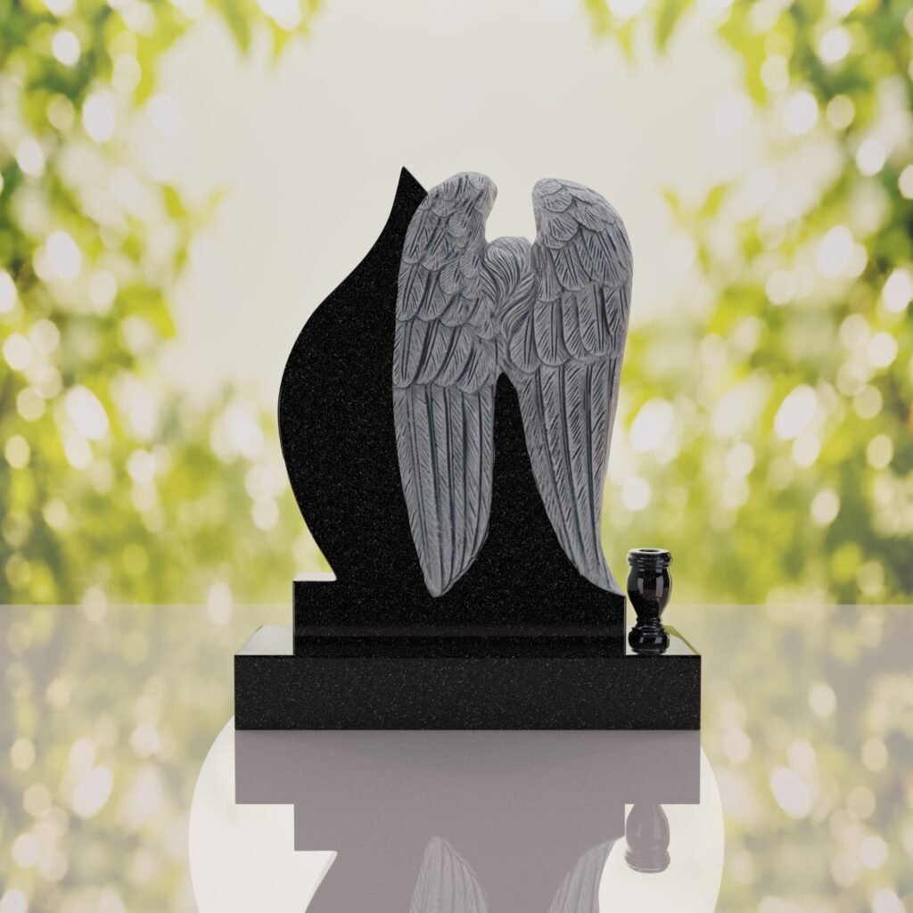 Angel Teardrop Upright Headstone
