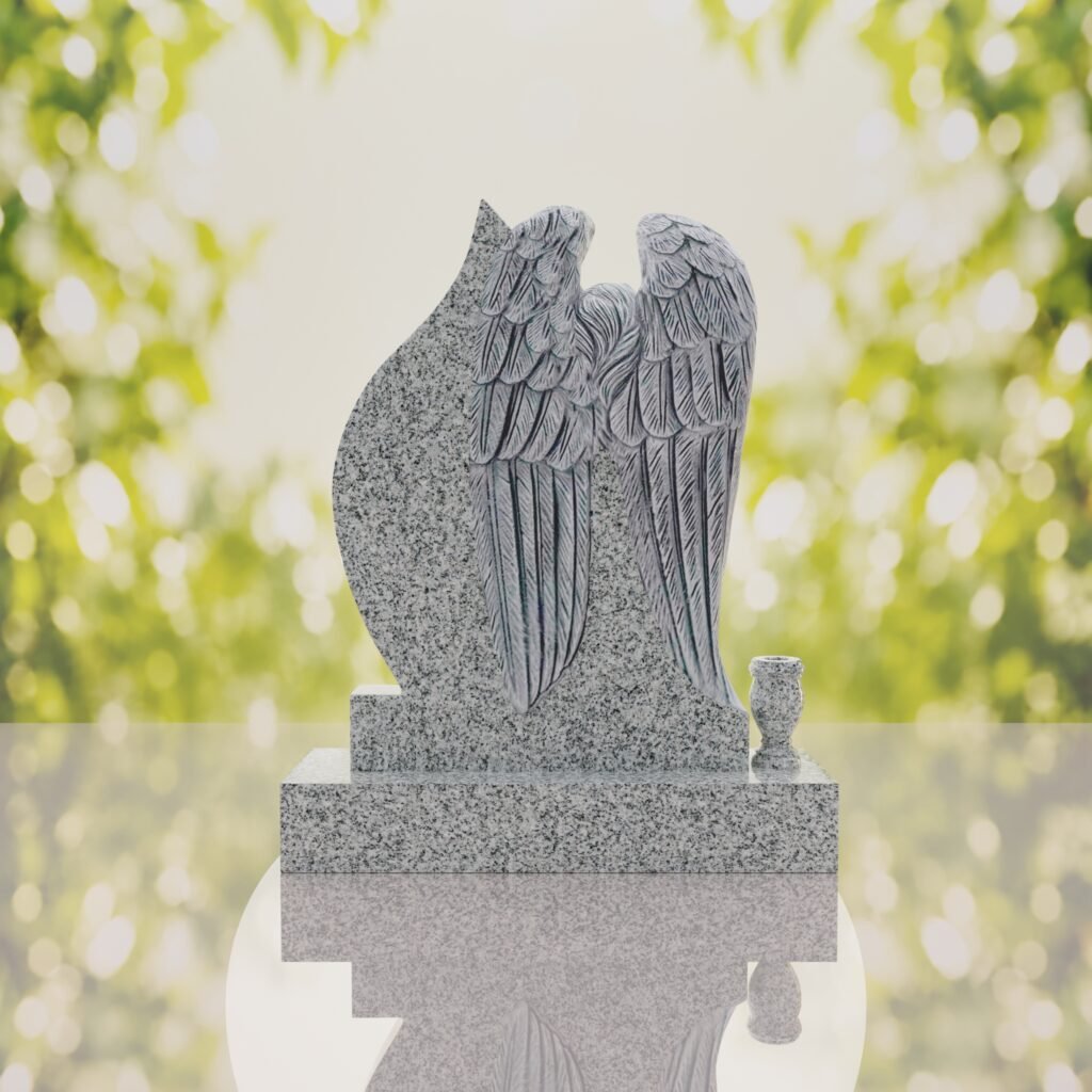 Angel Teardrop Upright Headstone