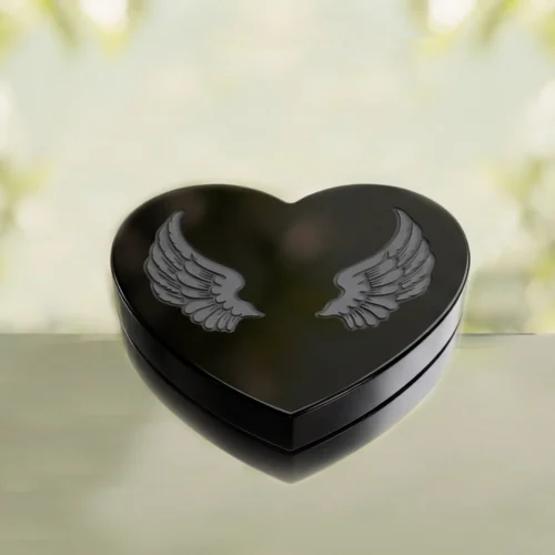 Heart Pet Headstone with Angel Wings