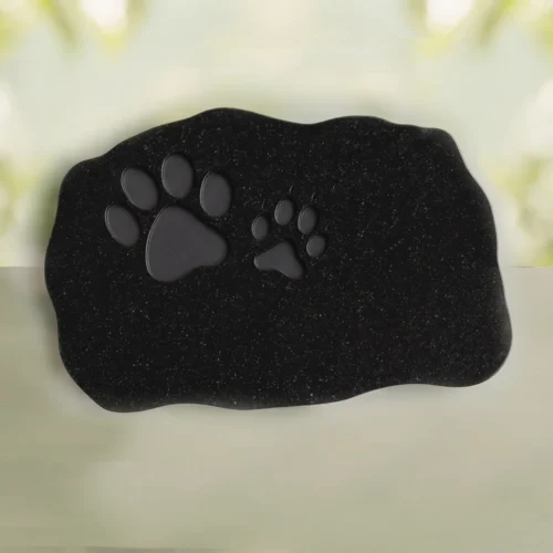 Shape Flat Pet Headstone with Paw Prints