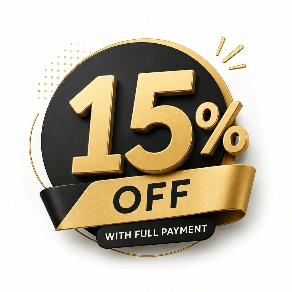 For full payment 15%