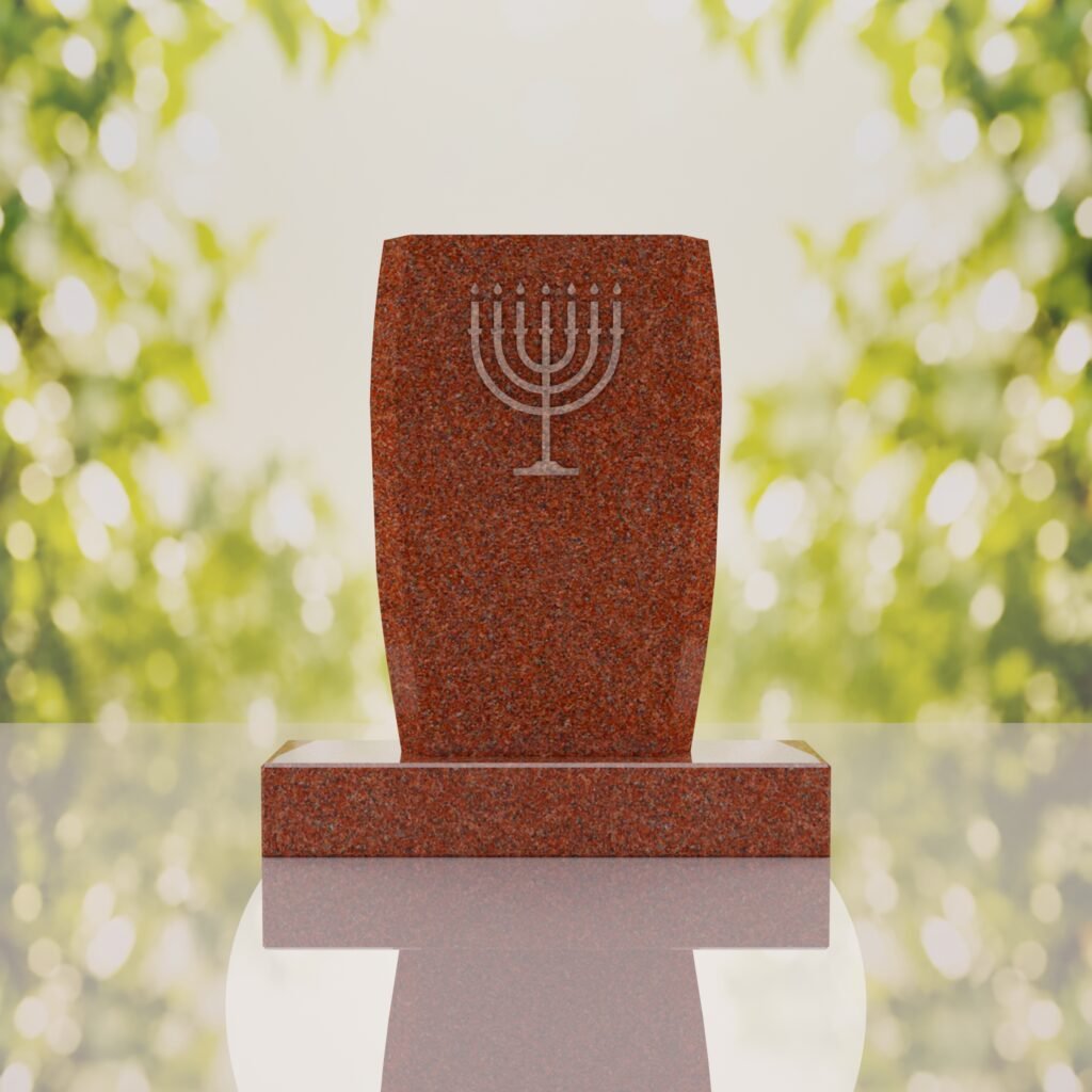 Jewish Menorah Granite Headstone