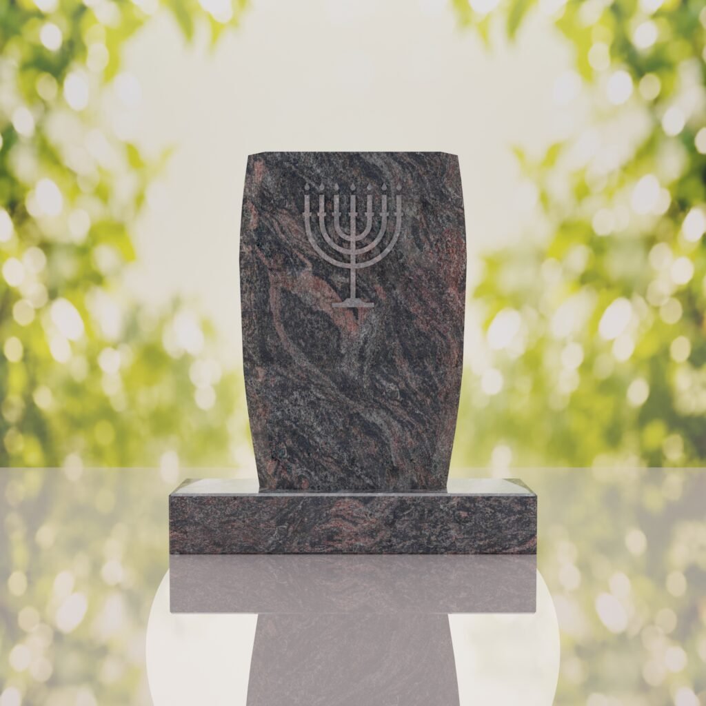 Jewish Menorah Granite Headstone