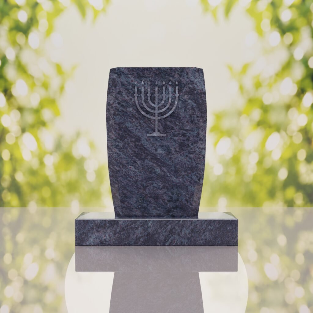 Jewish Menorah Granite Headstone