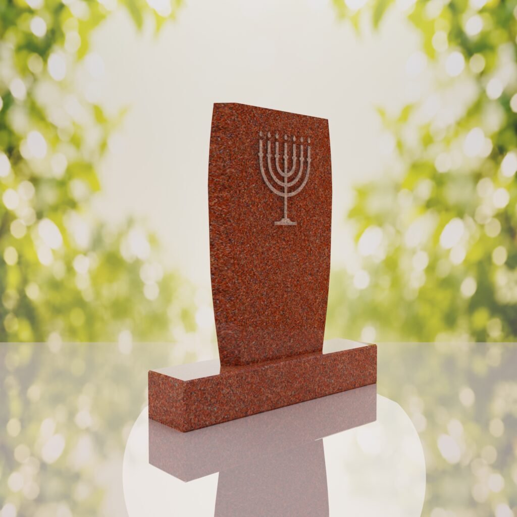 Jewish Menorah Granite Headstone