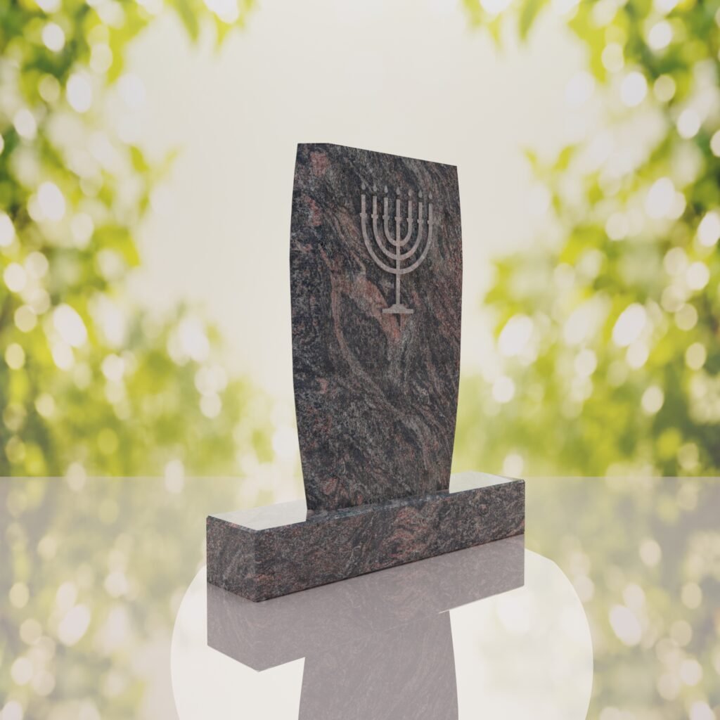Jewish Menorah Granite Headstone