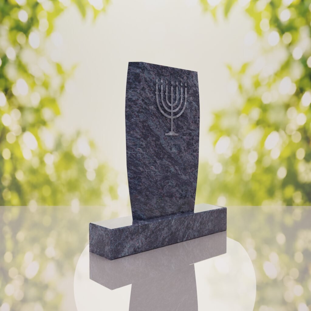 Jewish Menorah Granite Headstone
