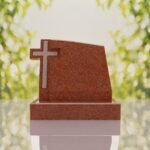 Integrated Cross Slant Granite Headstone