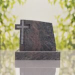 Integrated Cross Slant Granite Headstone