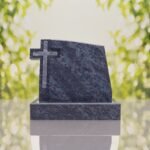 Integrated Cross Slant Granite Headstone