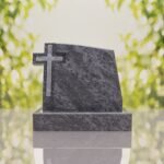 Integrated Cross Slant Granite Headstone