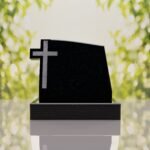 Integrated Cross Slant Granite Headstone
