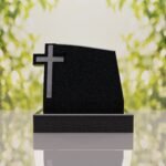 Integrated Cross Slant Granite Headstone