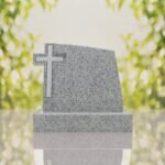 Integrated Cross Slant Granite Headstone