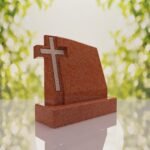 Integrated Cross Slant Granite Headstone