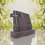Integrated Cross Slant Granite Headstone