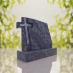 Integrated Cross Slant Granite Headstone