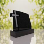 Integrated Cross Slant Granite Headstone