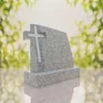 Integrated Cross Slant Granite Headstone