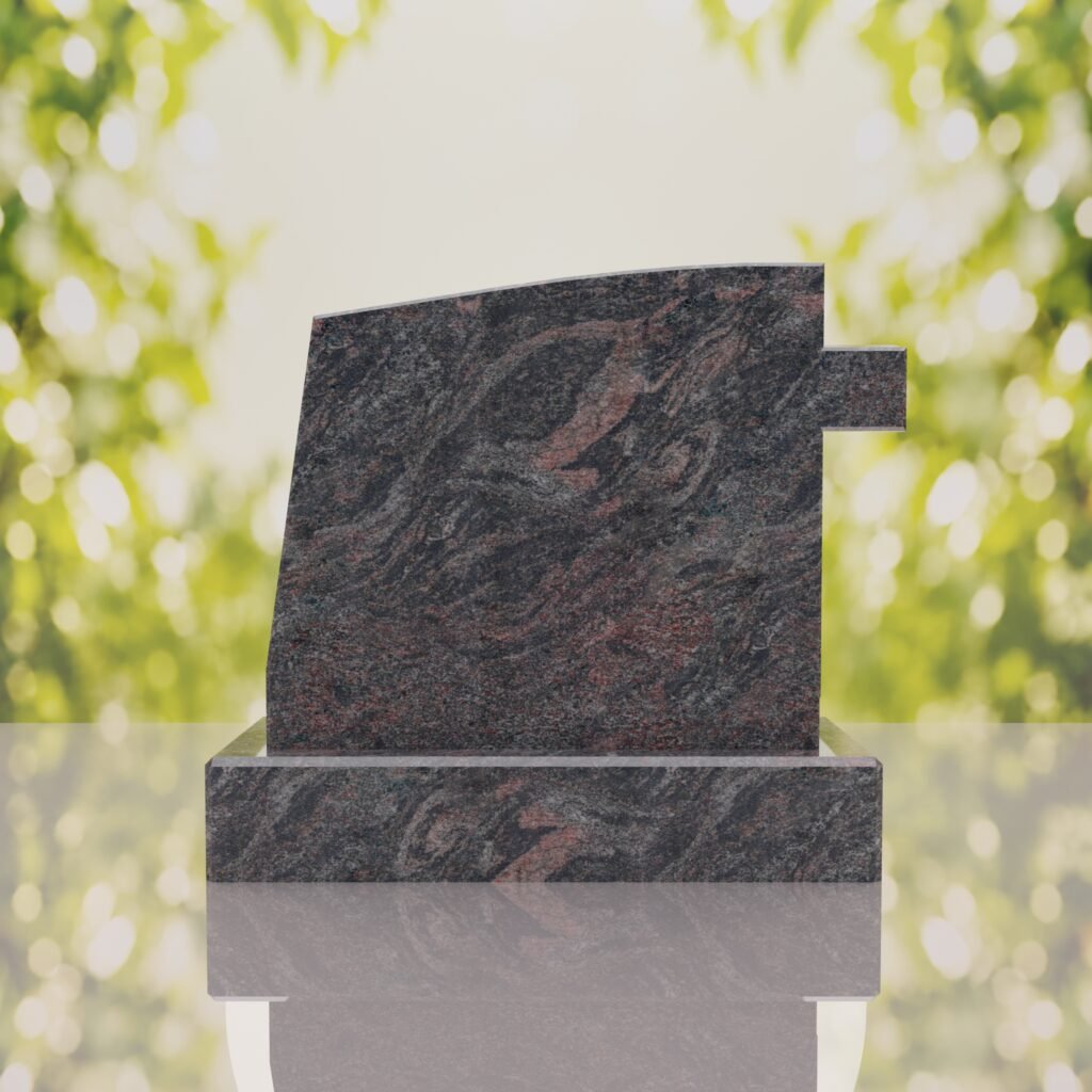 Integrated Cross Slant Granite Headstone