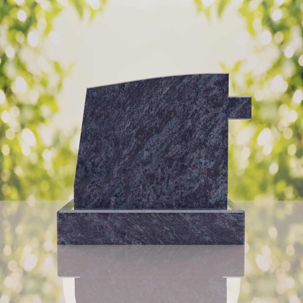 Integrated Cross Slant Granite Headstone