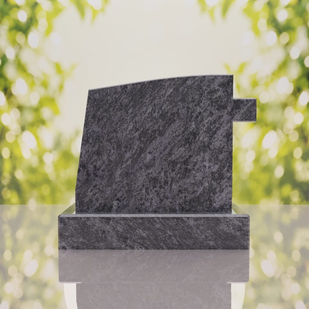 Integrated Cross Slant Granite Headstone