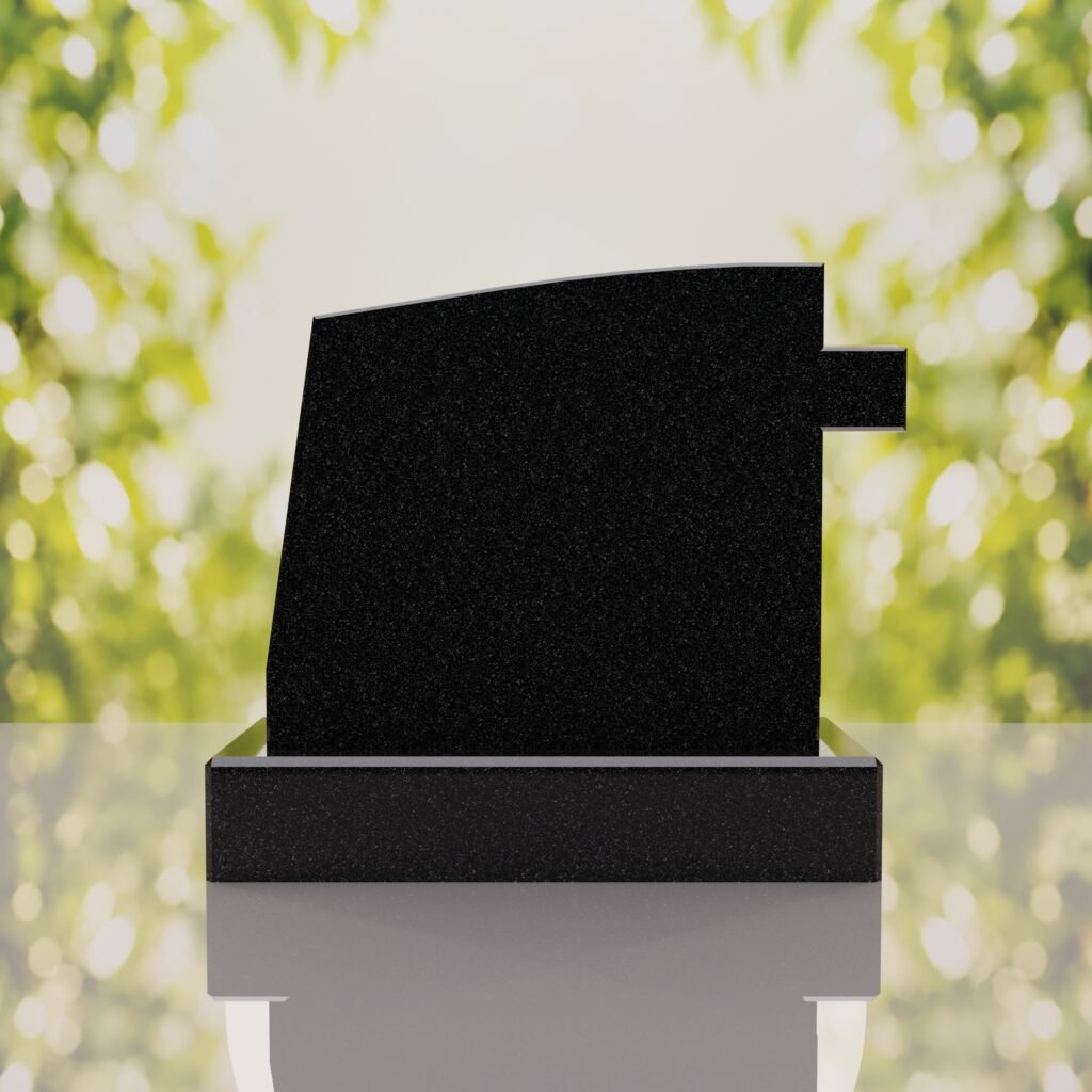 Integrated Cross Slant Granite Headstone